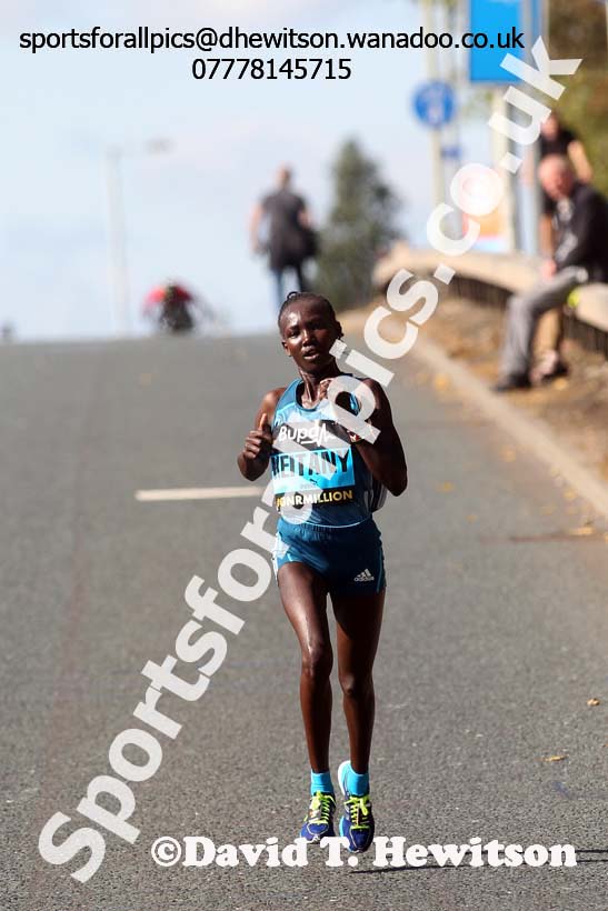 Mary Keitany on her way to victory in the womens 2014 BUPA Great North Run. Photo: David T. Hewitson/Sports for All Pics